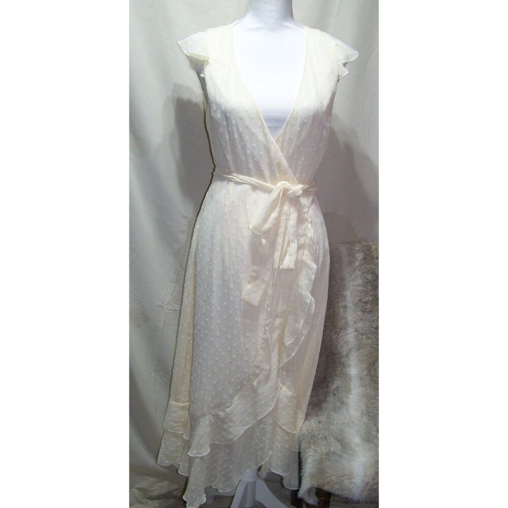 Wrap Dress Showpo "Let It Go" Cream Cottage Frock Ruffle Size 4 Cream NWT